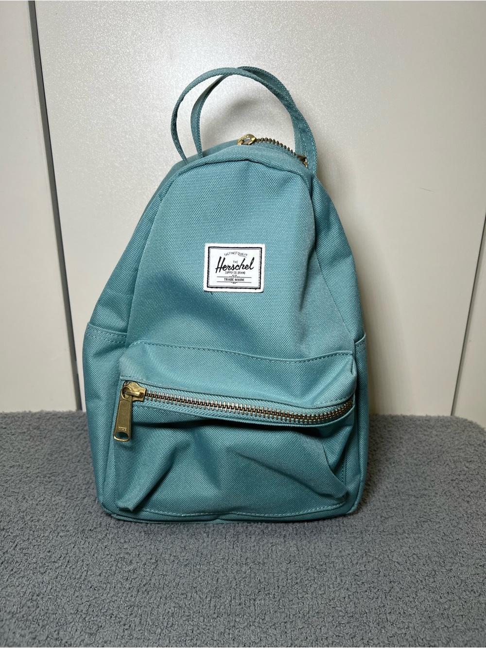 Herschel Mini Nova Teal Backpack with Gold Zipper